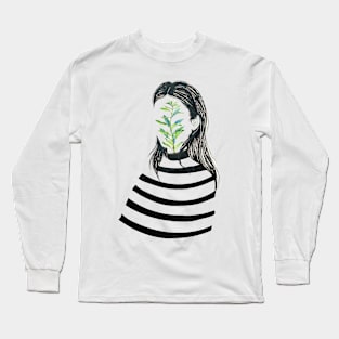 Hand Drawn Girl Illustration Long Sleeve T-Shirt